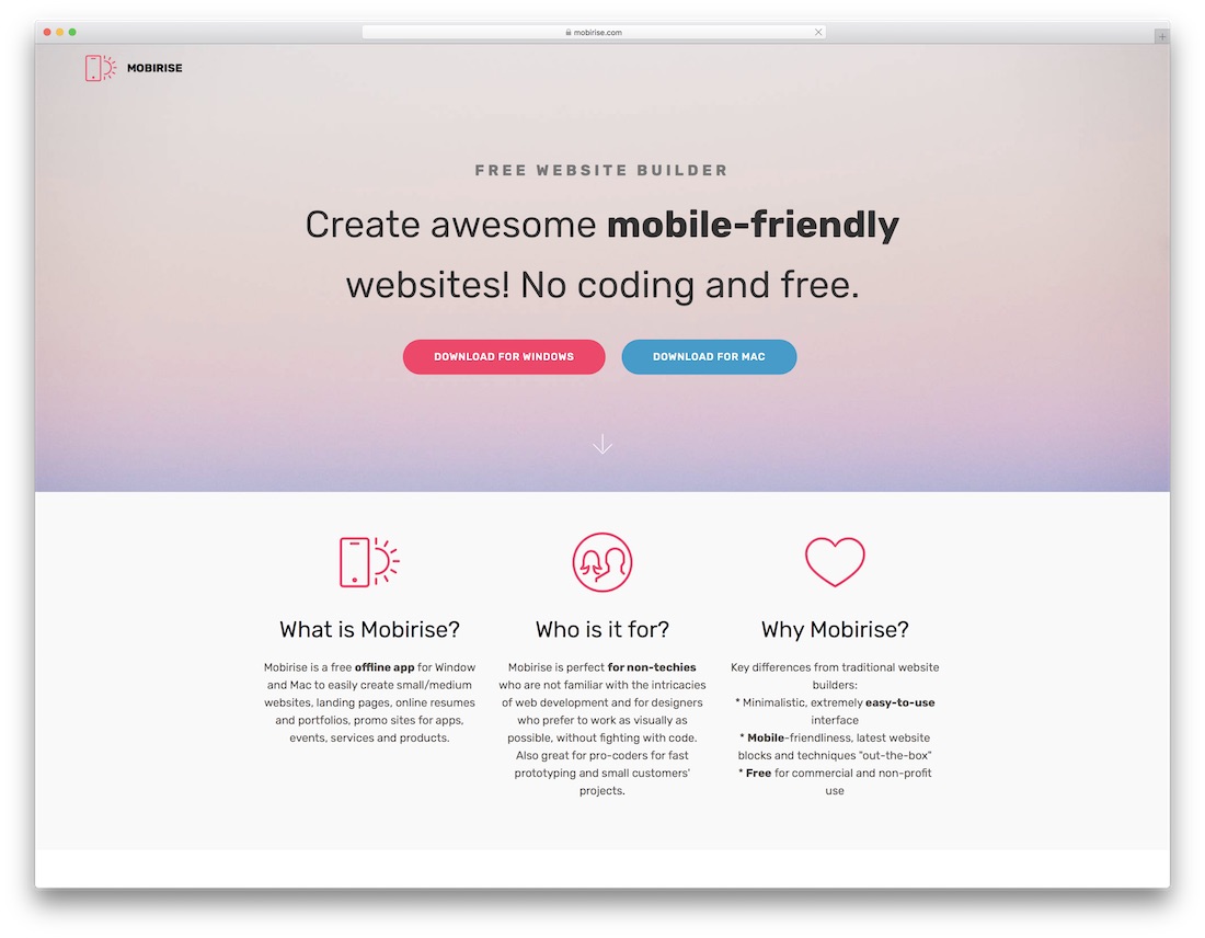 mobirise travel agency website builder