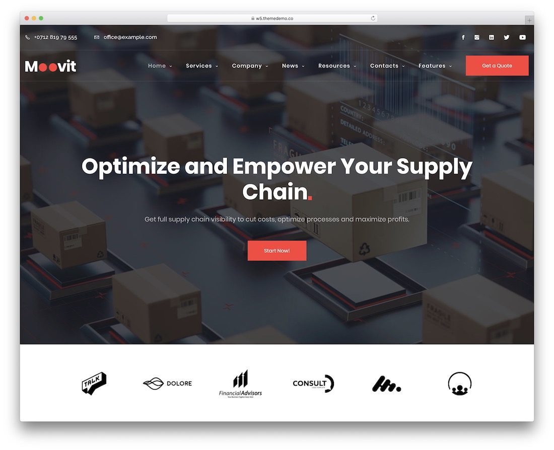 moovit cargo transportation logistics wordpress theme