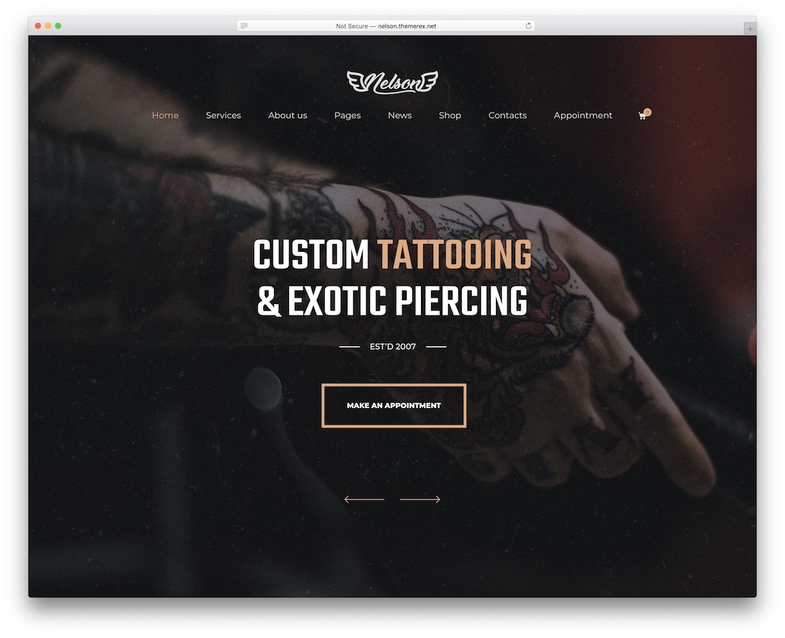 nelson tattoo salon wordpress theme