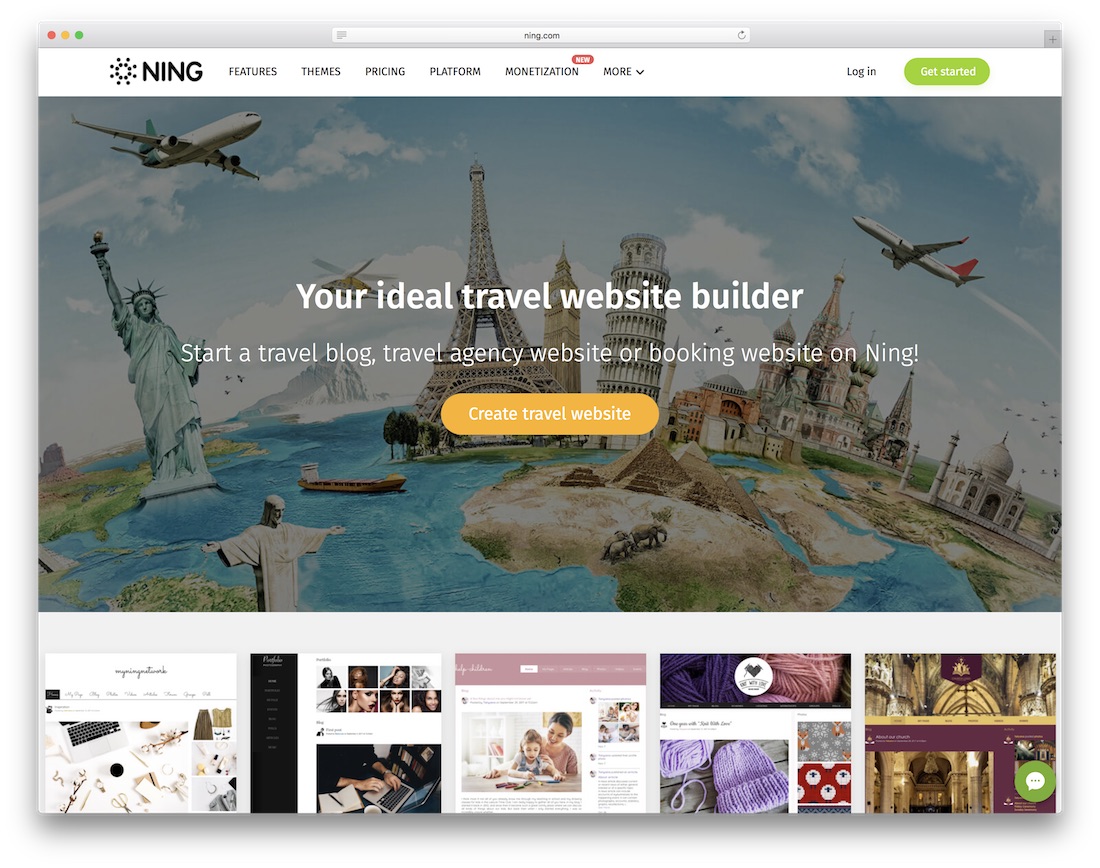 ning travel agency website builder