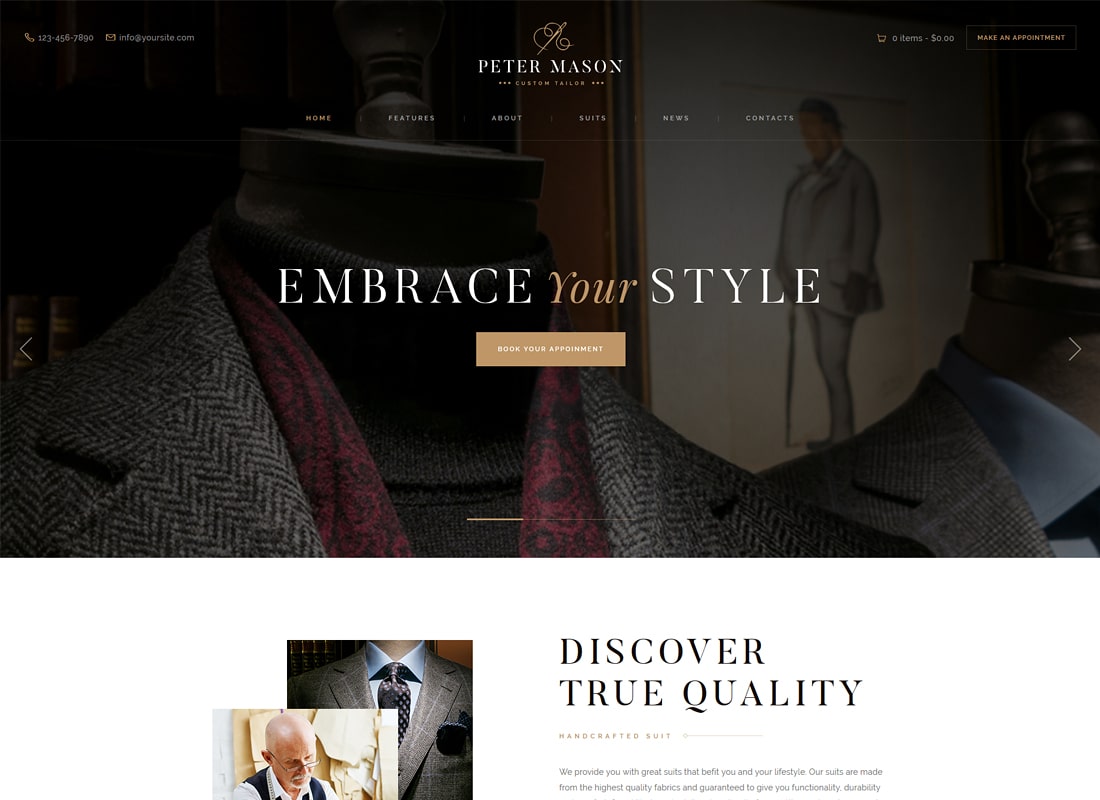 Peter Mason | Custom Tailoring and Clothing Store WordPress Theme