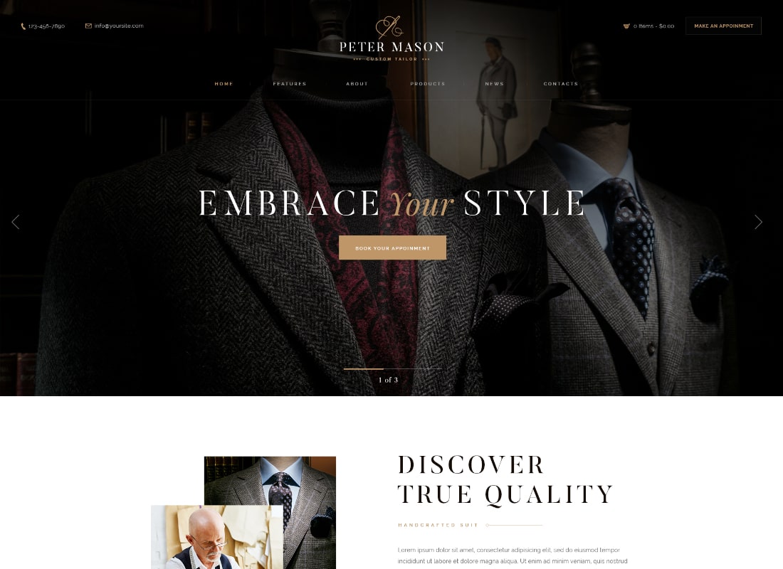 Peter Mason | Custom Tailoring and Clothing Store WordPress Theme