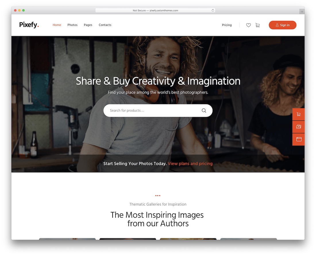 pixefy photo sharing wordpress theme