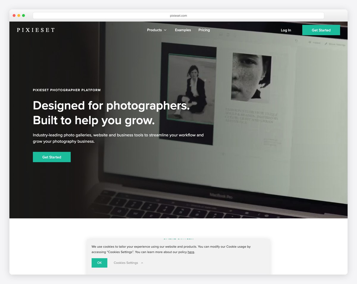 Pixieset photography client gallery and portfolio website builder