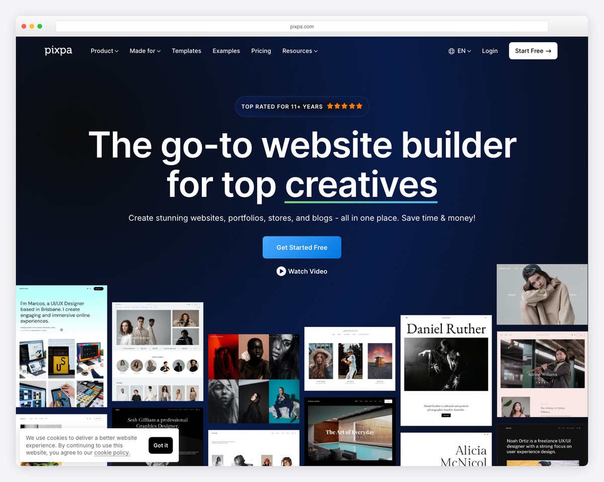 Pixpa photography website builder with client proofing and print store