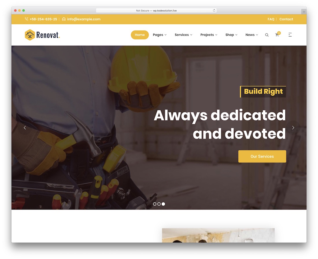 renovat handyman wordpress theme