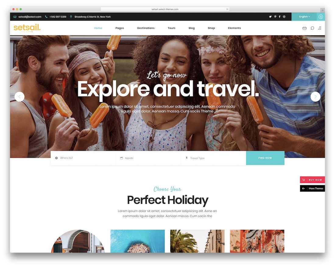 setsail travel agency wordpress theme