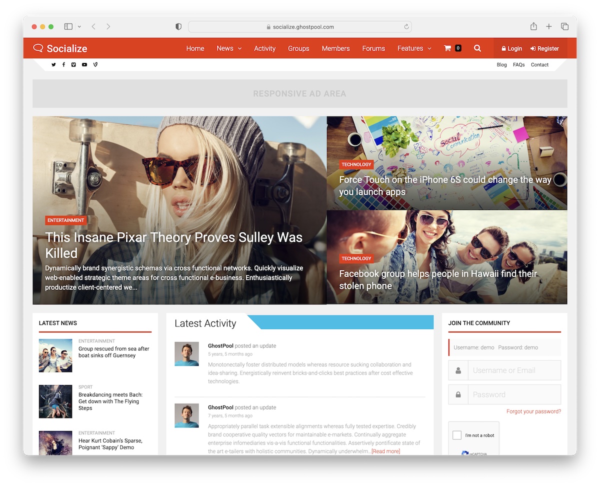 socialize community wordpress theme