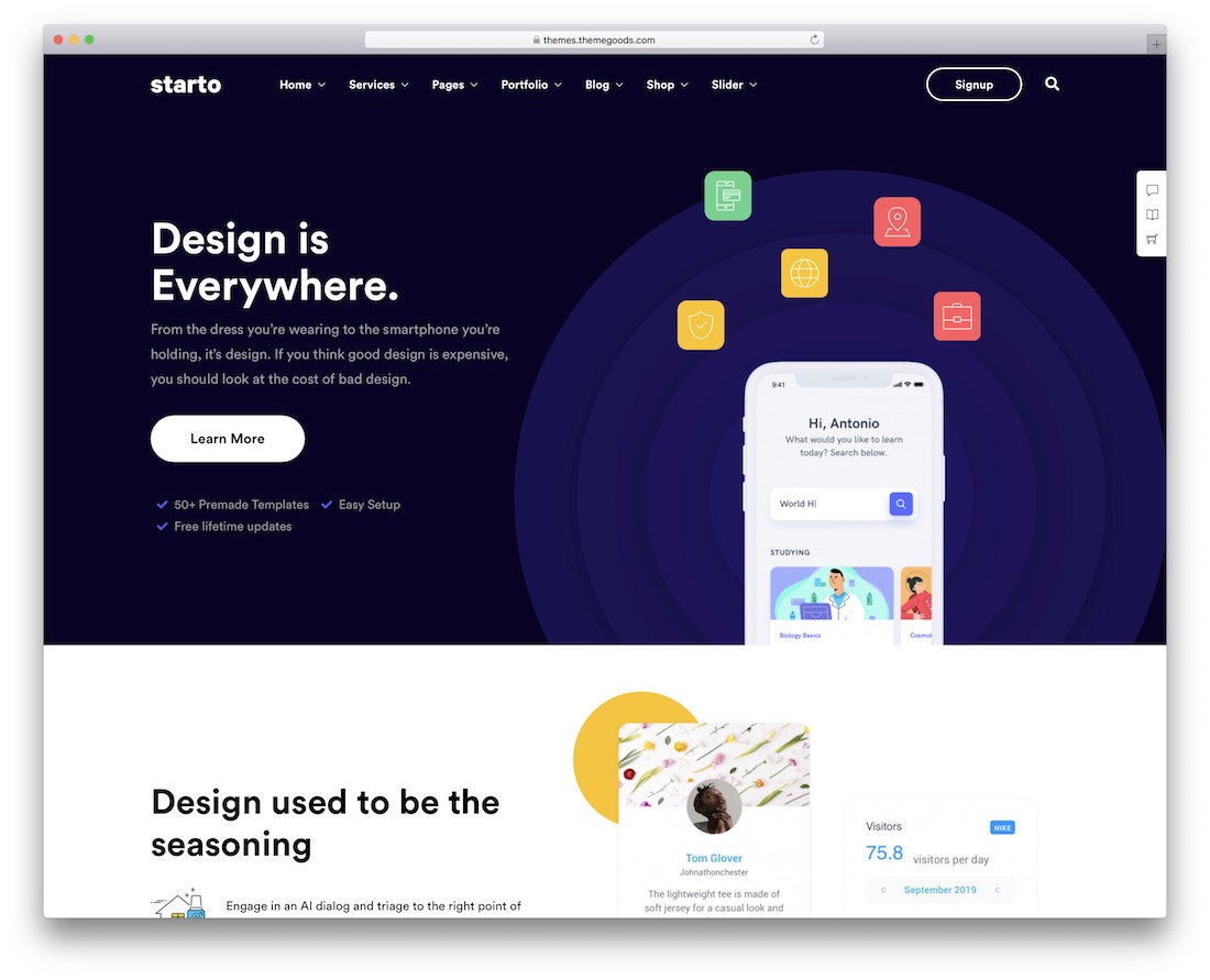 starto startup wordpress theme
