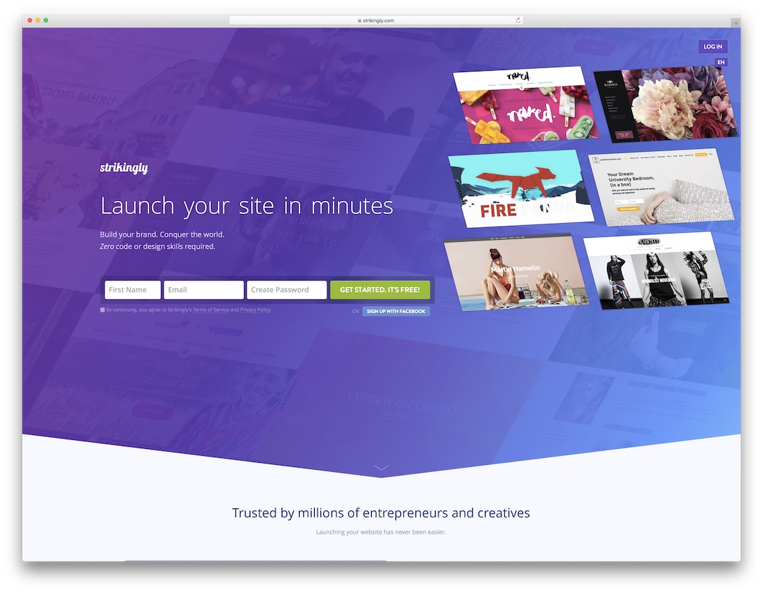 strikingly restaurant website builder