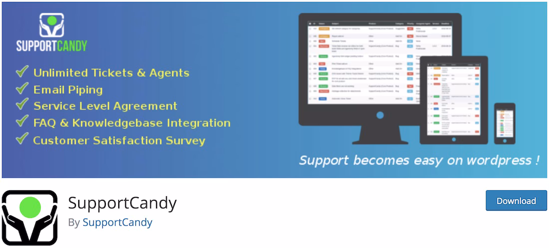 supportcandy customer service support plugin for wordpress