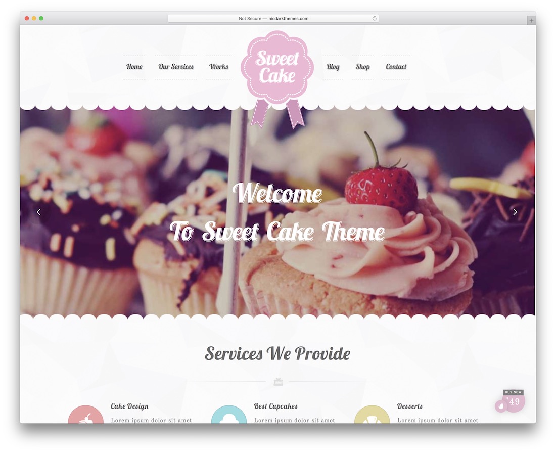 sweet cake cake shops wordpress theme