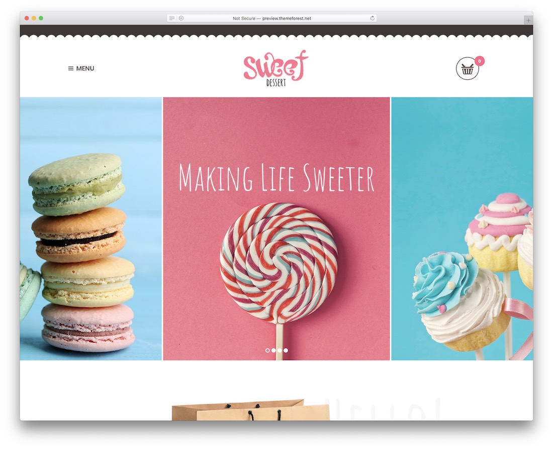 sweet dessert cake shops wordpress theme