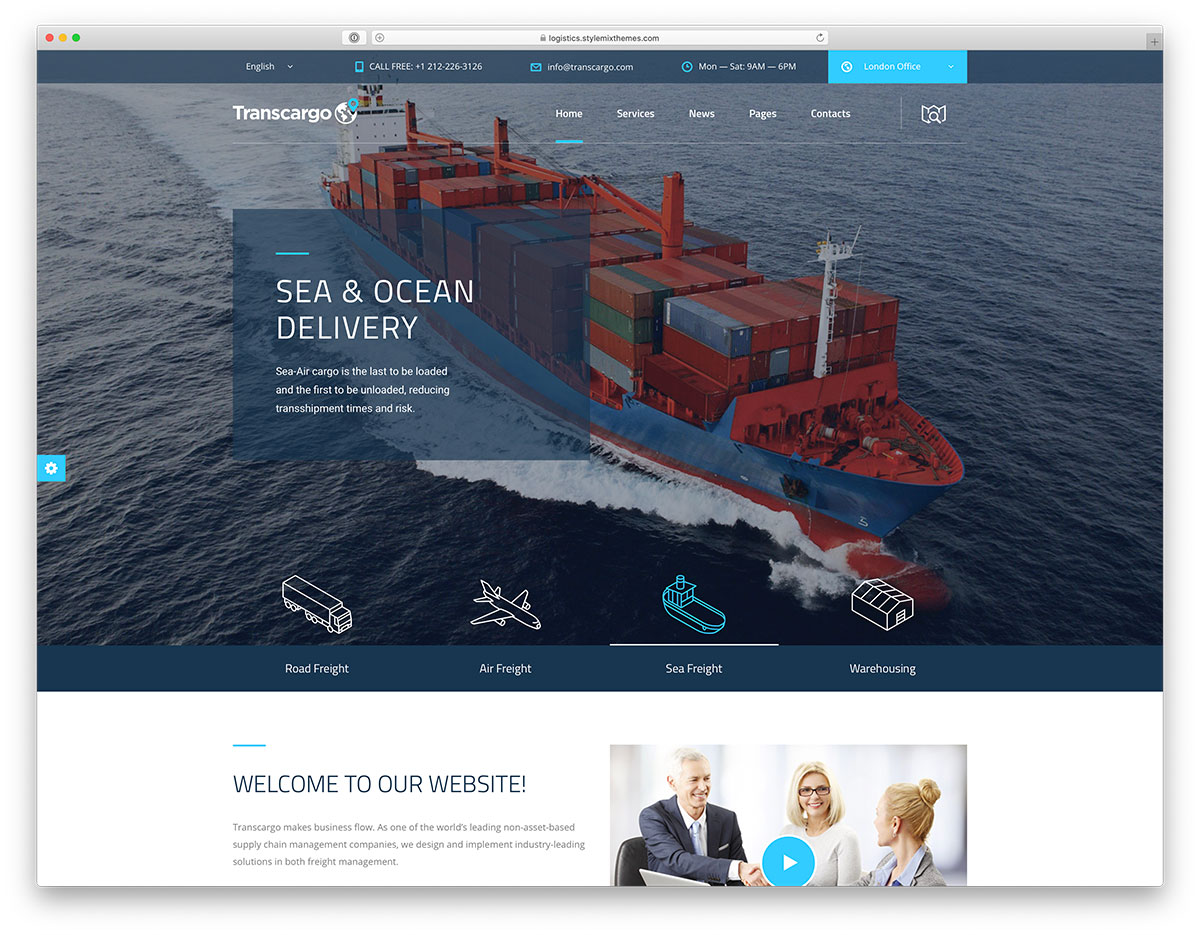 transportation WordPress theme