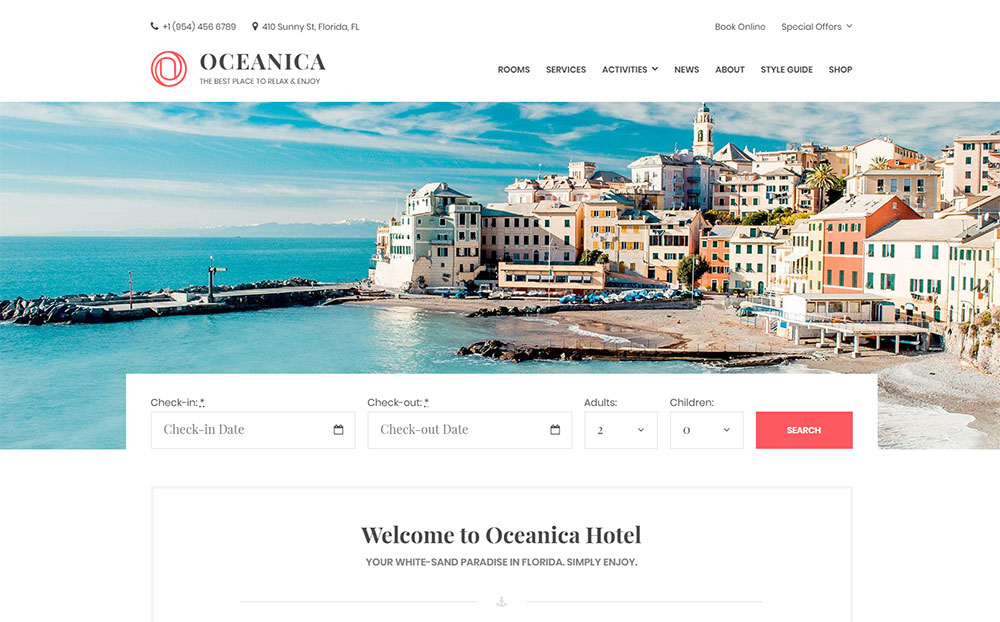 Oceanica - Hotel Booking WordPress Theme
