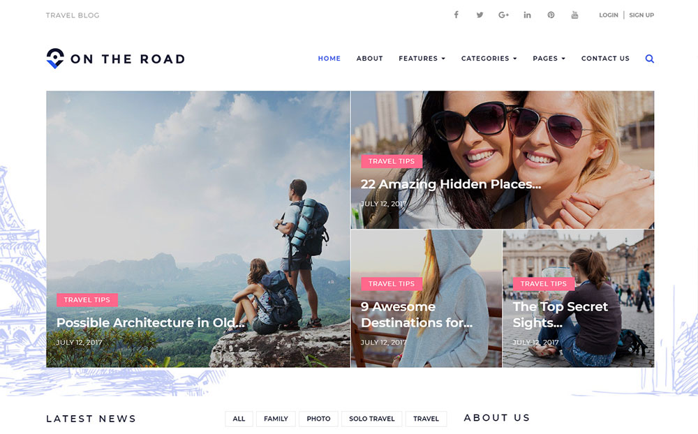 On The Road - Travel Blog WordPress Theme