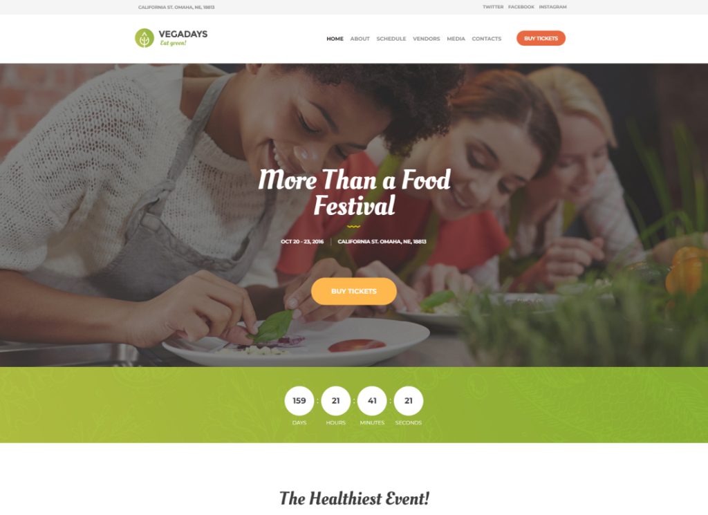 VegaDays - Vegetarian Food Festival & Eco Event WordPress Theme
