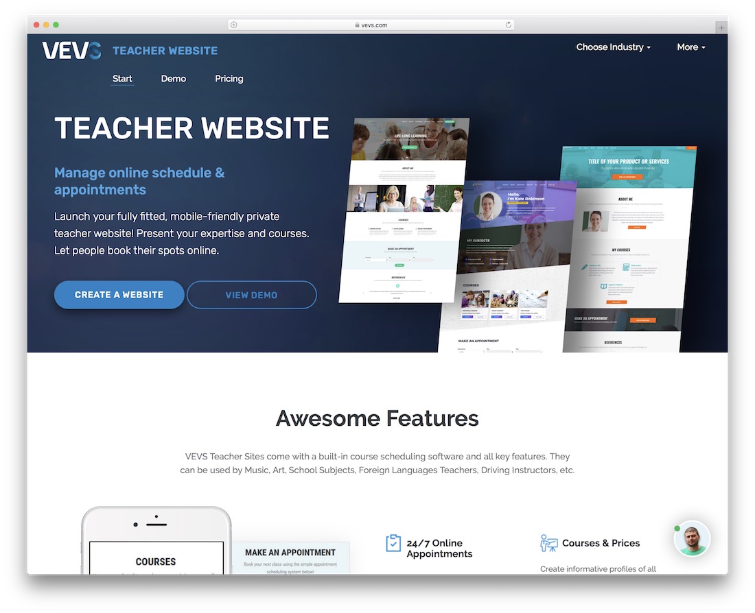 vevs school and teacher website builder