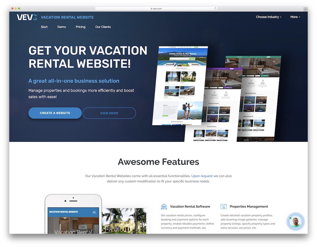 vevs travel agency website builder