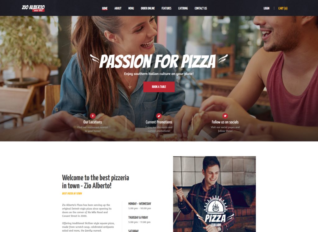 Zio Alberto - Pizza Restaurant, Cafe & Bistro WordPress Theme
