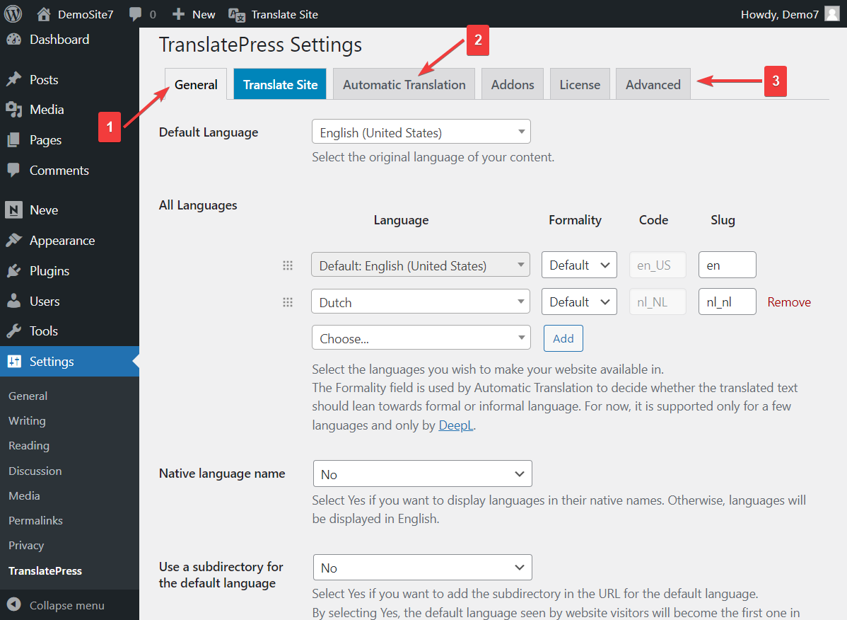 Check if all settings for automatic translation are correct 