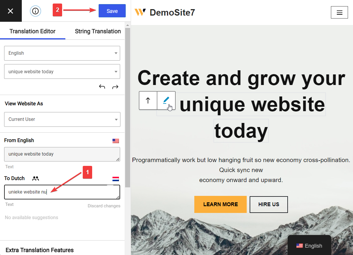Translate website title or other information via WordPress dashboard