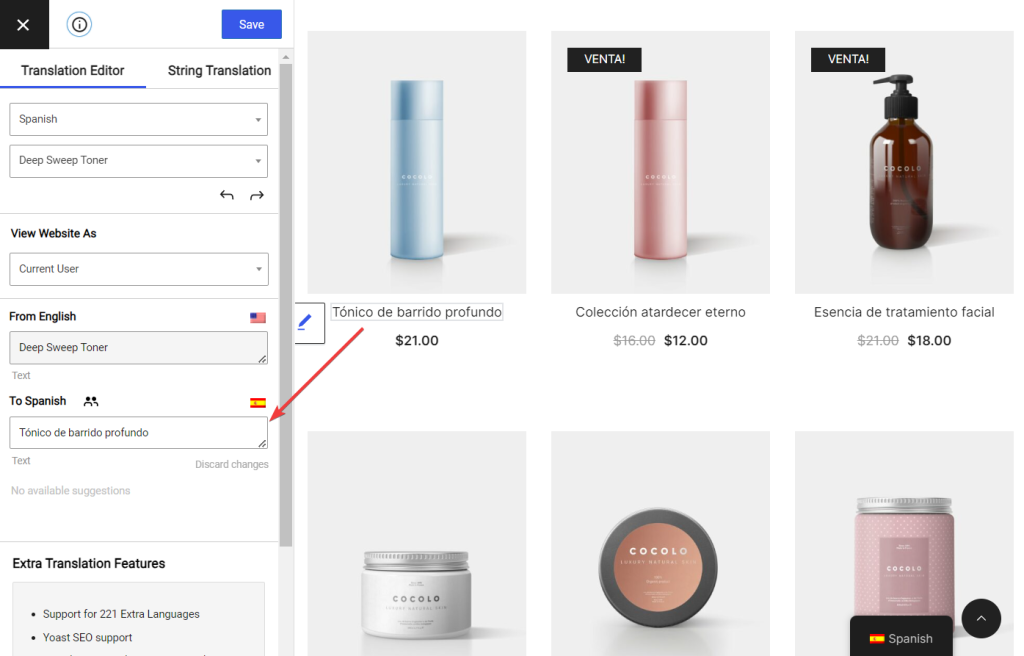Translate WooCommerce store page