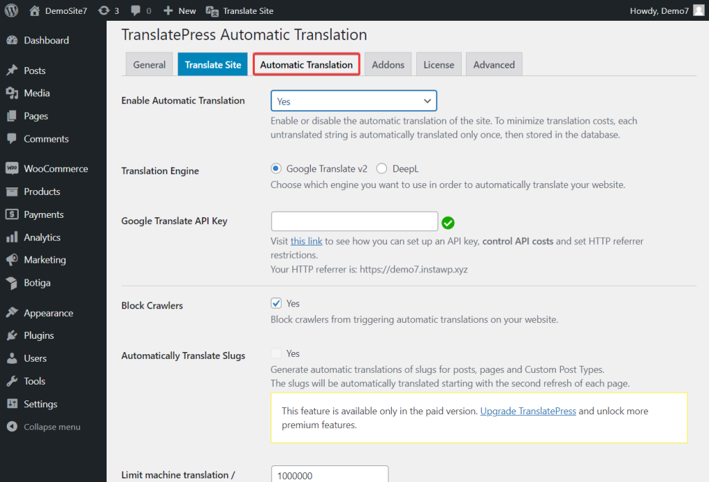WooCommerce automated translation option using Google translate