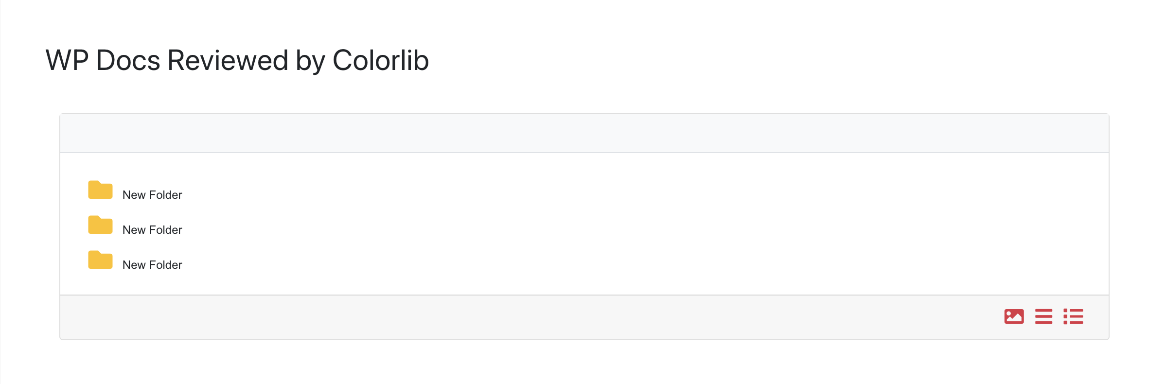 WP Docs plugin front end preview - folders