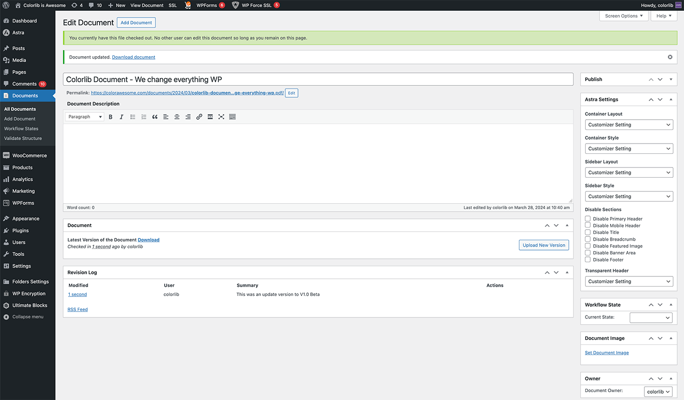 WP Document Revisions plugin preview