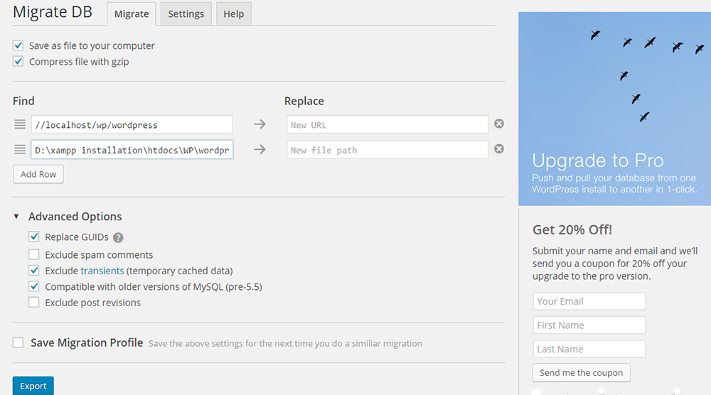 WP Migrate DB 1
